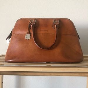 Vintage Dooney and Bourke cognac brown leather handbag purse